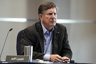 Jeff Lyash, president and CEO of the Tennessee Valley Authority, listens during a board of directors meeting on Wednesday in Nashville. (AP Photo/George Walker IV)